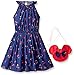 Sunny Fashion Girls' Dress Cherry Fruit Print Cotton With Cute Handbag Blue