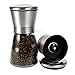 Stainless Steel Salt and Pepper Grinder Set /Brushed Stainless Steel Pepper Mill and Salt Mill, Glass Body, Adjustable Ceramic Rotor …