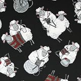 Timeless Treasures Do Ewe Knit? Black Knitting Sheep Fabric Yardage