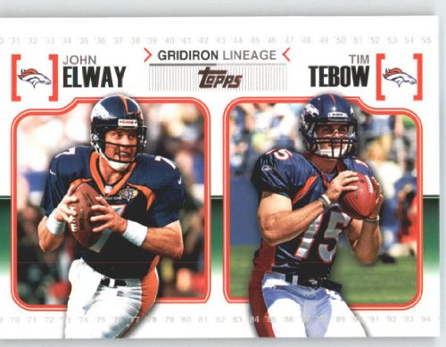 2010 Topps Gridiron Lineage #GLET John Elway / Tim Tebow - Denver Broncos (Rookie Insert)(Football Cards)
