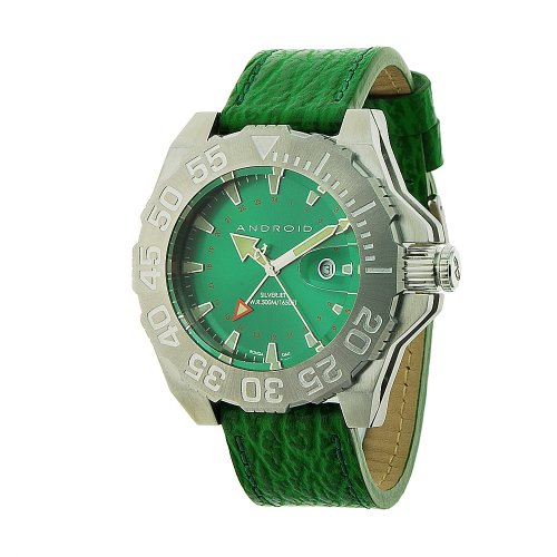 Android Divemaster Silverjet 500 Quartz GMT Leather Strap Watch