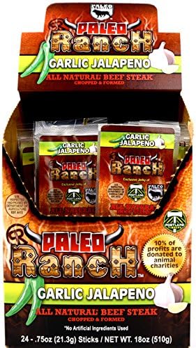Grass-fed Beef Jerky, Paleo, Beef Steak Jalapeño Flavor, 0.75 Oz (6 Pack)