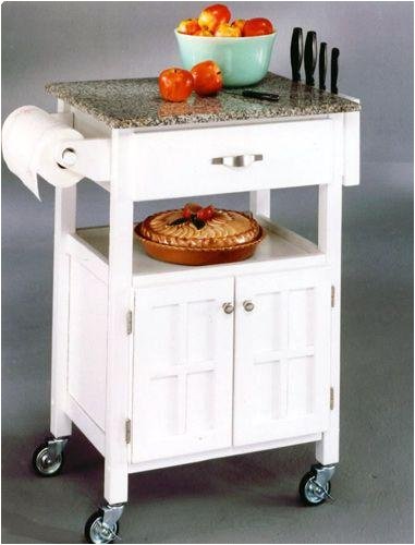 Home Styles Kitchen Cart - White Finish with Salt and Pepper Granite Top 88-5052-95