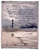 "Footprints in the Sand" Lighthouse Afghan Throw Blanket 50" x 60"