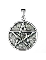 Large Solid Sterling Silver Pentacle Pendant - Wiccan Pagan Jewelry