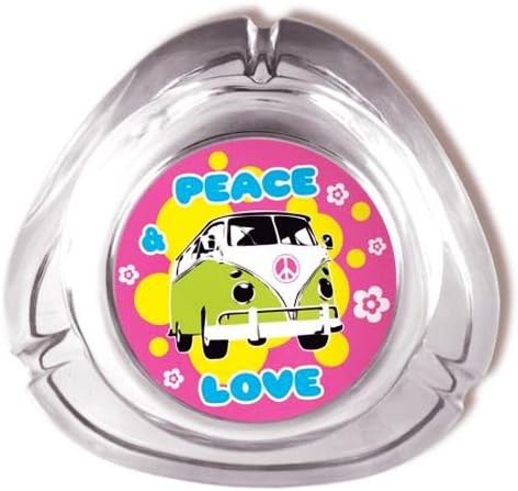 Glass Ashtray Peace and Love