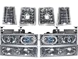Chevy 8 Piece Euro Chrome Headlight Set With Halo And Xenon Bulbs Driver/Pass...
