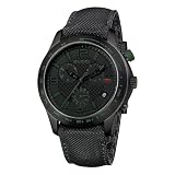 Gucci Men`s YA126225 G Timeless Chronograph Black IP Techno Leather Watch