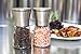 Q's Inn Salt and Pepper Grinder Set - [Lifetime Warranty] Brushed Stainless Steel Salt & Pepper Mill with Glass Bottle - Adjustable Ceramic Mechanism - Best Shakers Pair for Healthy Cooking