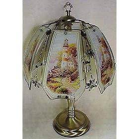 6-Panel Antique Brass Touch Lamp by Lifestyle Lighting