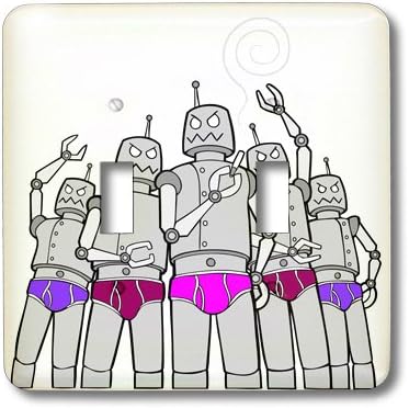lsp_111074_2 Mark Grace ROBOTS bot-huggers - bot-hugger robots sporting colorful underwear and revolting against man - Light Switch Covers - double toggle switch