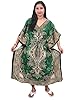 Kaftan Dress Green Ethnic Printed Resortwear Kimono Sleeves Boho Womens Caftan