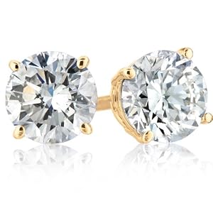 IGI Certified 14k Yellow Gold Round-Cut Diamond Studs (1 cttw, H-I Color, SI2-I1 Clarity)
