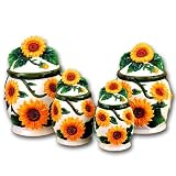 SUNFLOWER 3D Canisters Set of 4 Sunflowers NEW