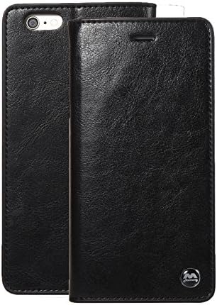iPhone 6 Plus Wallet Case , Mattaxly [Card Slot] [Wallet] [Flip Stand] [All Cover] Real Leather Case for iPhone 6 Plus Devices (iPhone 6 Plus, Black)