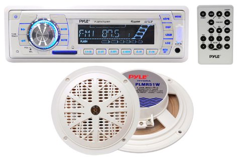 Pyle PLMRKT32WT In-Dash Marine AM/FM PLL Tuning Radio with USB/SD/MMC 
