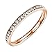 PMTIER Women's 2MM Micro Pave Cubic Zirconia Thin Rose Gold Enternity Wedding Ring Size 6