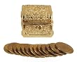 Wedding Ceremonial Arras, or 13-gold plated Coins, with Treasure Box: Imported and Hand-Made