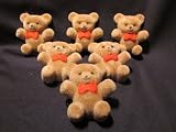 6 Velvet covered mini bears 2 inches tall flat back