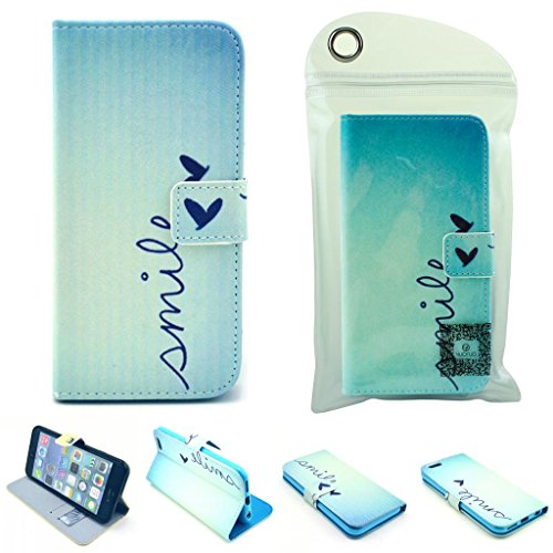 YUONUO® iPhone 6 Case, iPhone 6 4.7″ Case, Smile Pattern Premium PU Leather Wallet Flip Protective Skin Case with Magnetic Closure for Apple iPhone 6 6G 4.7″ (Built-in Credit Card/ID Card Slot)