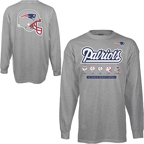 Reebok New England Patriots Helmet History Long Sleeve T-Shirt