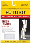 Futuro Anti-Embolism Stockings, Large Regular, White, Thigh Length, Closed Toe, 1 Pair