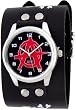 Split Wide Leather Red Anarchy Symbol Punk Skater Anarchists Rebel Wrist Watch