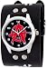 Split Wide Leather Red Anarchy Symbol Punk Skater Anarchists Rebel Wrist Watch