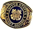Coast Guard Ring - 18K Heavy Gold Electroplated Ring with Stone - USCG Veteran Ring.