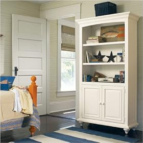 My Haven Antique White Door Bookcase