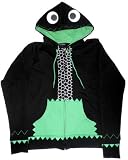 So-So Happy Dinosaur Face & Scales Costume Black Juniors Zip-up Hoodie