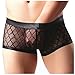 Cczmfeas Mens Mesh Sheer Breathable Underwear Boxer Briefs Trunks Underpants 3 Pack (Black, Large)