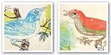 Red Bird and Bluebird Set by Swan Papel 12x12 Art Print Poster