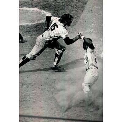 Professionally Framed Lou Brock and Thurmon Munson Archival Photo Sports Poster Print - 13x19 with RichAndFramous Black Wood Frame