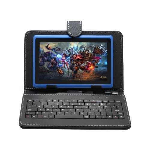 IRULU 7 Inch Tablet PC with Keyboard Case, Android 4.2 Jelly Bean Dual Core 8GB, Blue Tablet With Black Keyboard Case