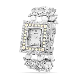 Bling Jewelry Osirock Three-Strand White Pearl Pave Rhinestone Watch