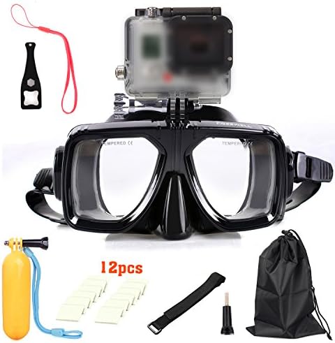 New Diving Glasses Mask Camera Accessory Kits -in-1 Dive Scuba Mask Snorkel Snorkeling Diving Glasses Cover Goggles Tempered Glass for Gopro-Black