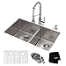 KRAUS KHU103-33-1610-53CH Set with Standart PRO Stainless Steel Sink and Bolden Commercial Pull Faucet in Chrome Kitchen Sink & Faucet Combo