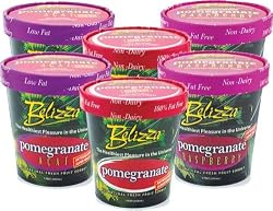Belizza Pomegranate Sorbet - 2 Pints;  Pomegranate Raspberry Sorbet - 2 Pints; Pomegranate A?a? Sorbet - 2 Pints, 16-Ounce Cup (Pack of 6)