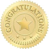 Congratulations (Gold) Award Seals Stickers - 4 stickers per sheet, 8 sheets