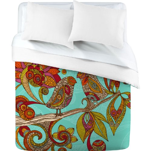 DENY Designs Valentina Ramos Hello Birds Duvet Cover, Queen