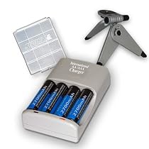 World-ready 100-240V Ultra-Fast AA / AAA Nimh Battery Wall Charger w/ 4 Premium 2700 Ni-MH Batteries & Mini Tripod w/ Battery Holder