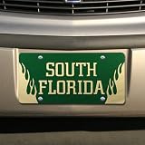 NCAA South Florida Bulls Green Mirrored Flame License Plate