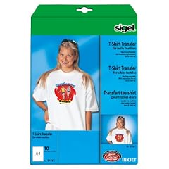 Sigel IP651 InkJet-Transfer-Folien f�r T-Shirts, wei�, helle Textilien, polymerbeschichtetes Papier, 197 �m, A4, 10 BL
