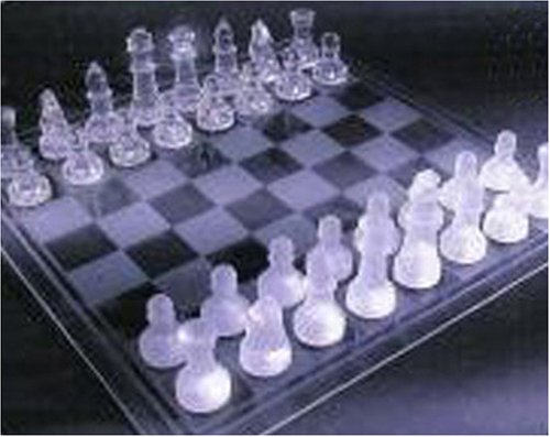 Childrens Toyshop  Toys : Desk top glass chess set with clear and frosted pieces