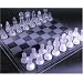 Desk top glass chess set with clear and frosted pieces