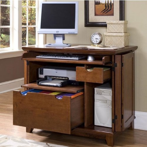 Cheapest Home Styles Arts Crafts Compact Computer Cabinet in Cottage Oak