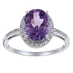 10k White Gold 2.6ct Oval Amethyst and Diamond Ring