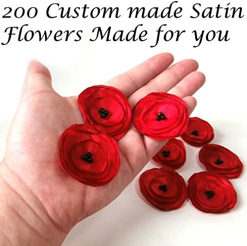 200 Custom Made Satin Fabric Flowers DIY Wedding Bridal