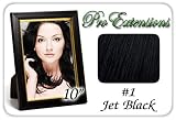 10" Inch #1 Jet Black Pro Extensions Human Hair Extensions